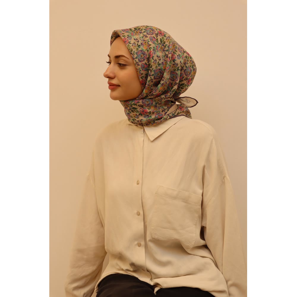 1129 SOFT EŞARP LİLA ÇITIR ÇİÇEK