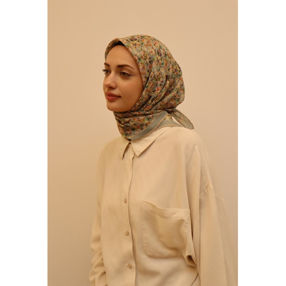 1129 SOFT EŞARP SOFT MAVİ ÇITIR ÇİÇEK