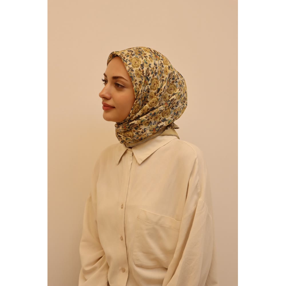 1129 SOFT EŞARP SOFT SARI ÇITIR ÇİÇEK