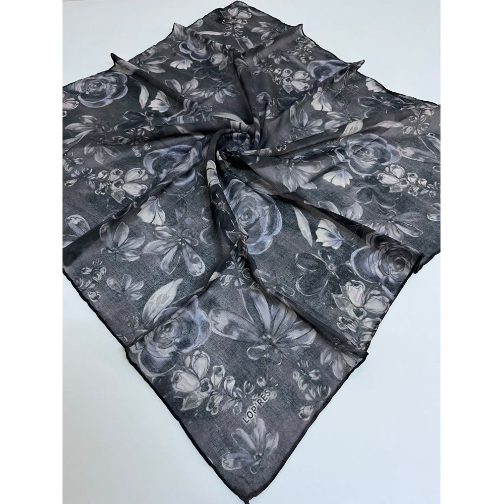 1139 ÇİÇEK DESEN SOFT EŞARP ANTRASİT