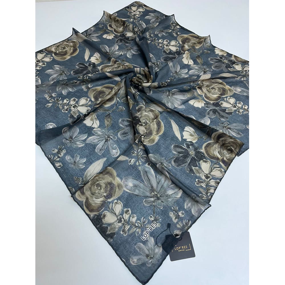 1139 ÇİÇEK DESEN SOFT EŞARP GRİ