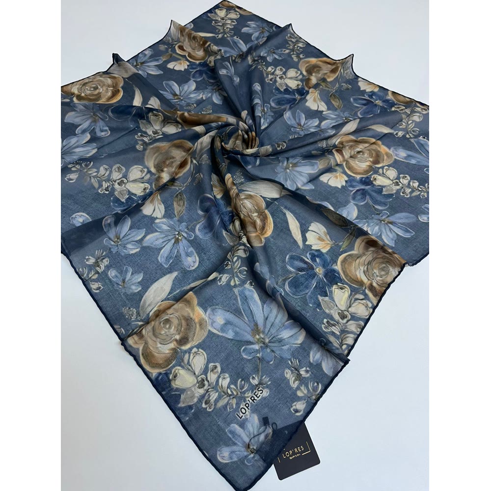 1139 ÇİÇEK DESEN SOFT EŞARP INDIGO