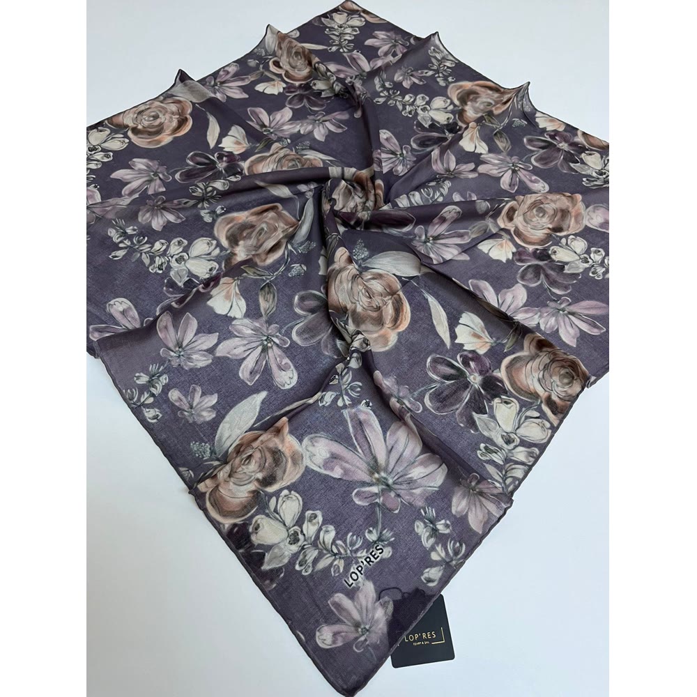 1139 ÇİÇEK DESEN SOFT EŞARP LİLA