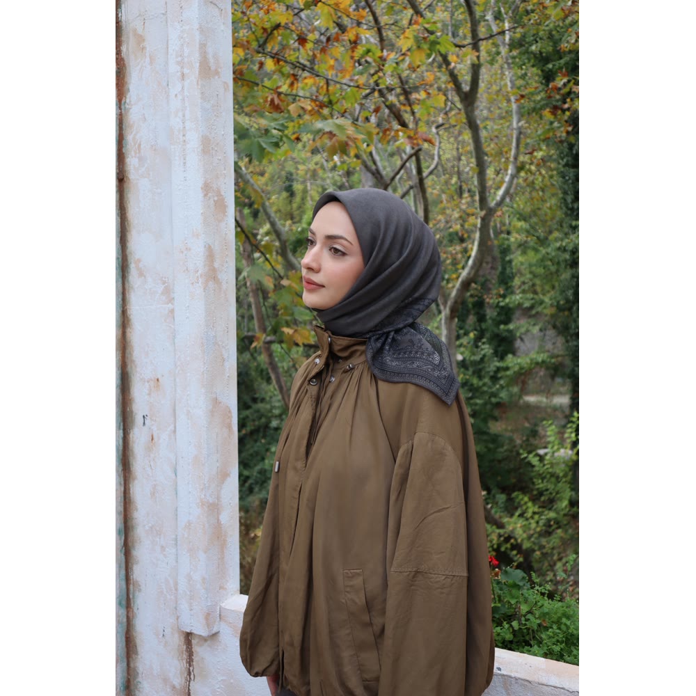 KENARI DESENLİ KAHVE SOFT EŞARP