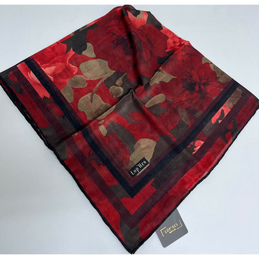 SİYAH-BORDO SOFT EŞARP ÇİÇEK DESEN