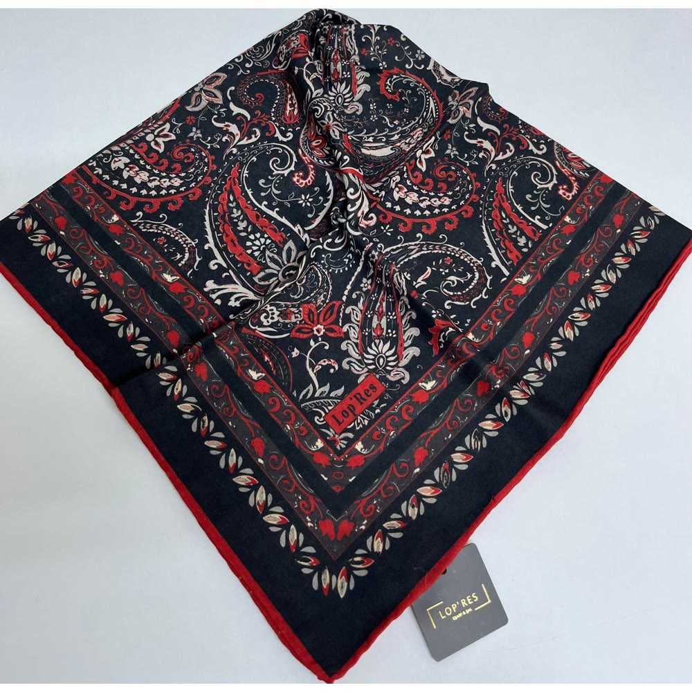 SİYAH- BORDO SOFT EŞARP ETNİK DESEN