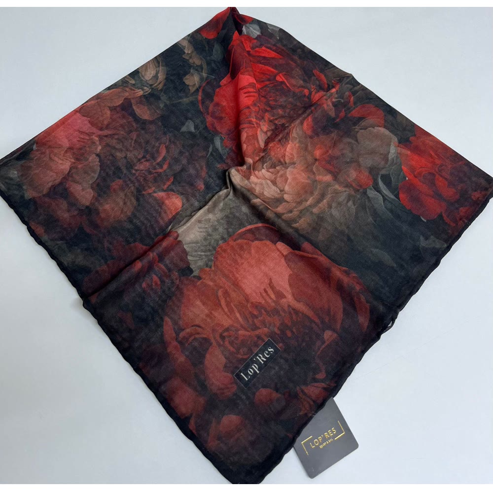 SİYAH-BORDO SOFT EŞARP SULU BOYA DESEN