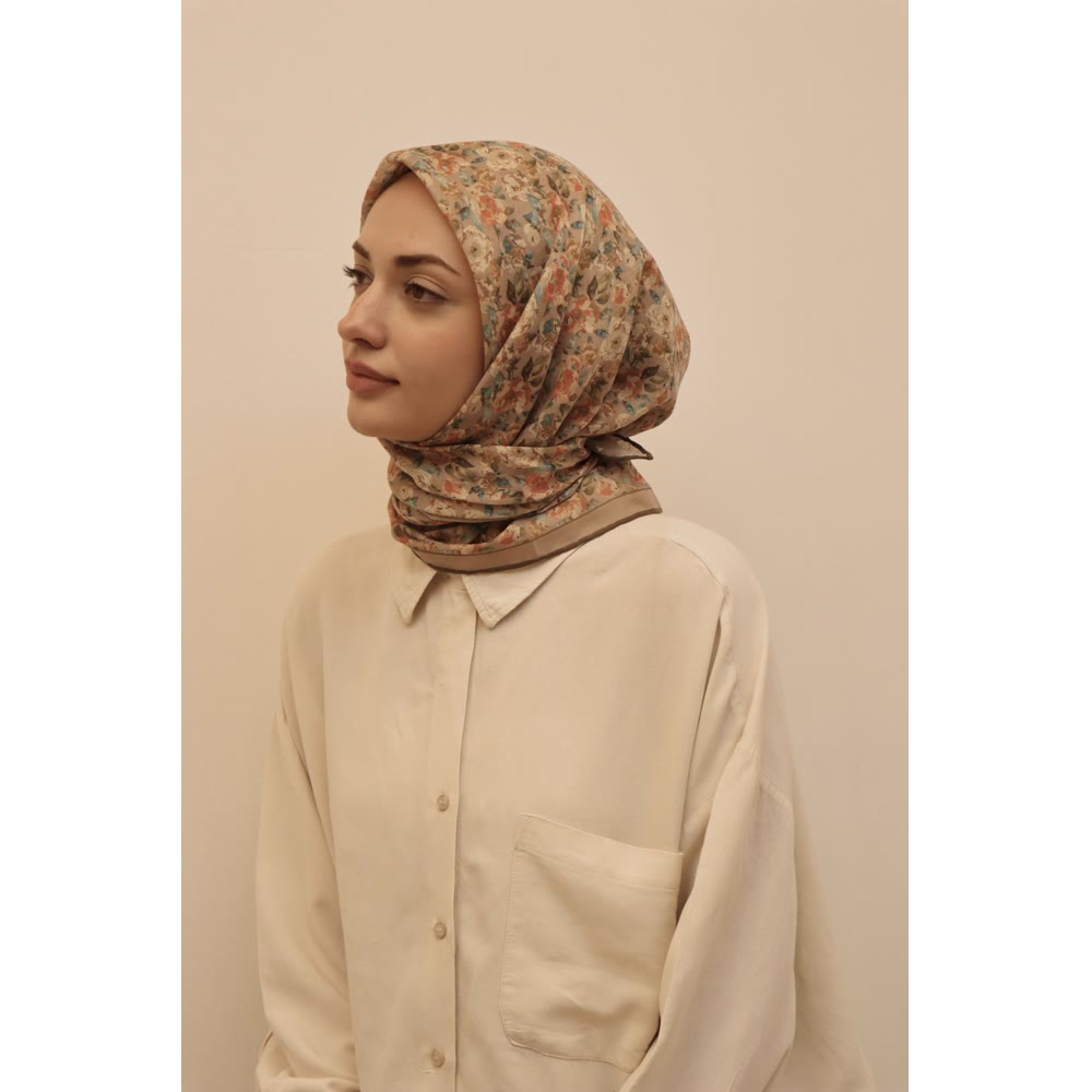 SOFT EŞARP  1129 AÇIK GRİ ÇITIR ÇİÇEK