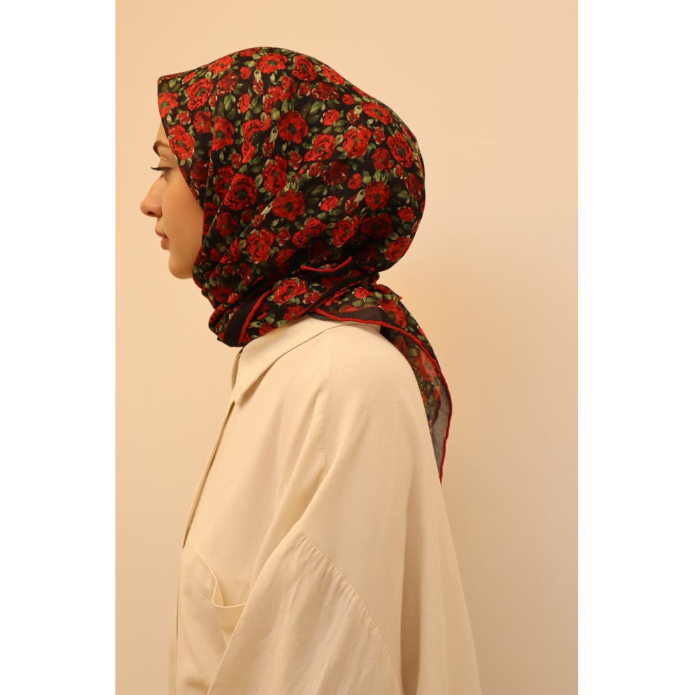 SOFT EŞARP 1129 KIRMIZI ÇITIR ÇİÇEK