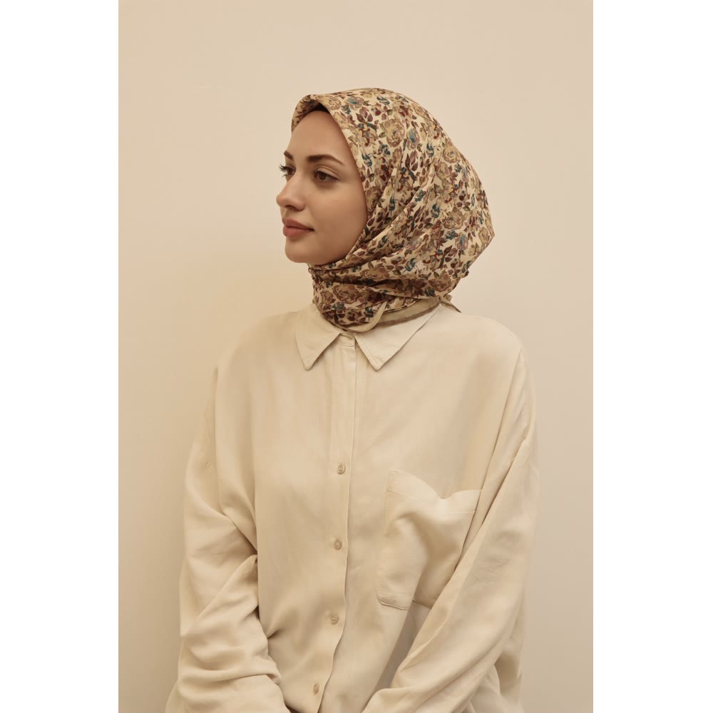 SOFT EŞARP 1129 KREM ÇITIR ÇİÇEK