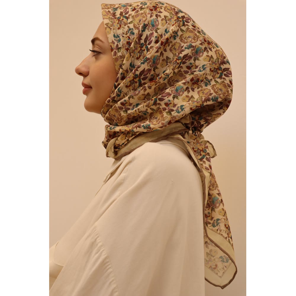 SOFT EŞARP 1129 KREM ÇITIR ÇİÇEK