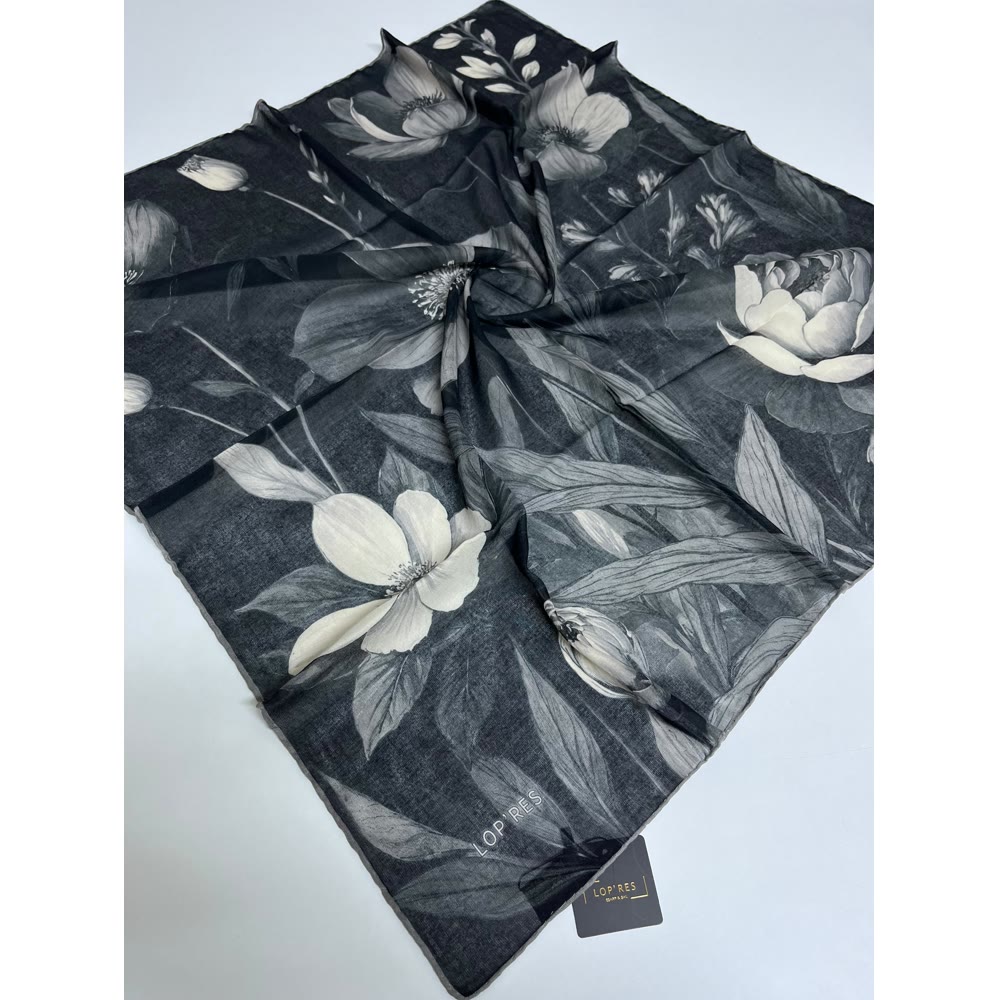 SOFT EŞARP 1142 GRİ ÇİÇEK