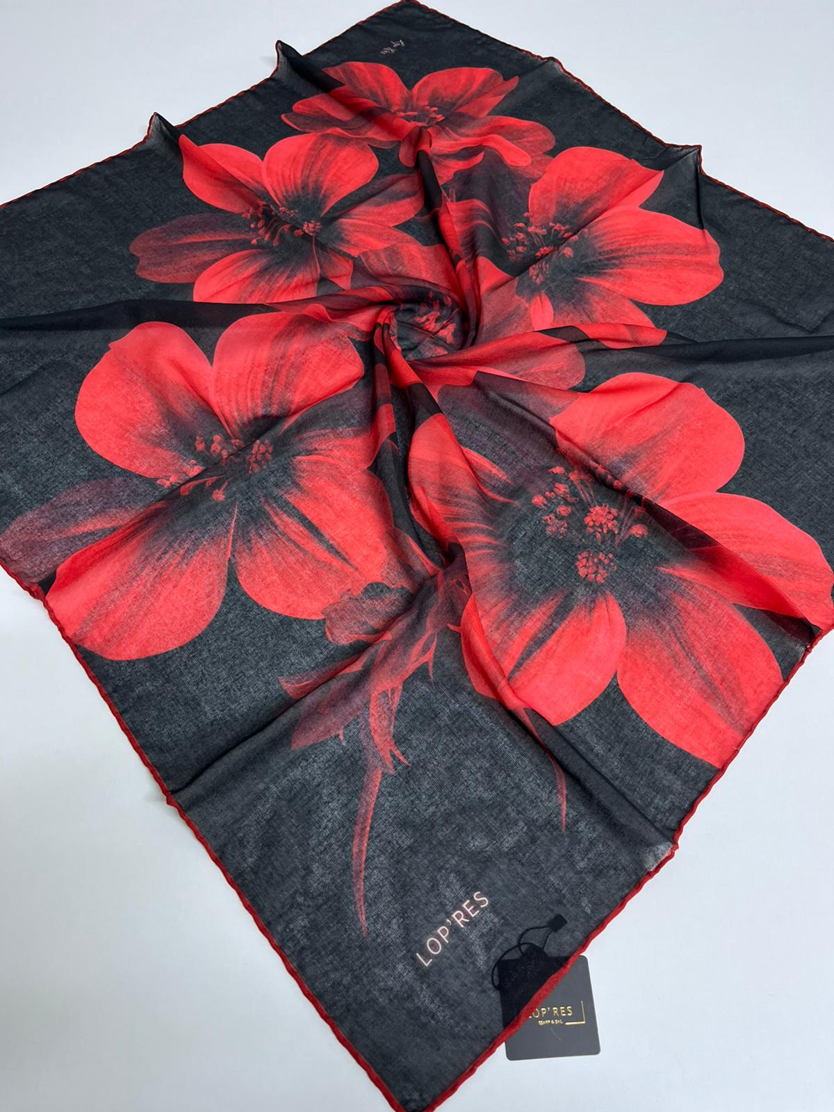SOFT EŞARP 1142 KIRMIZI ÇİÇEK